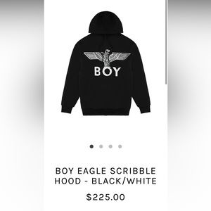 BOY EAGLE SCRIBBLE HOOD - BLACK/WHITE